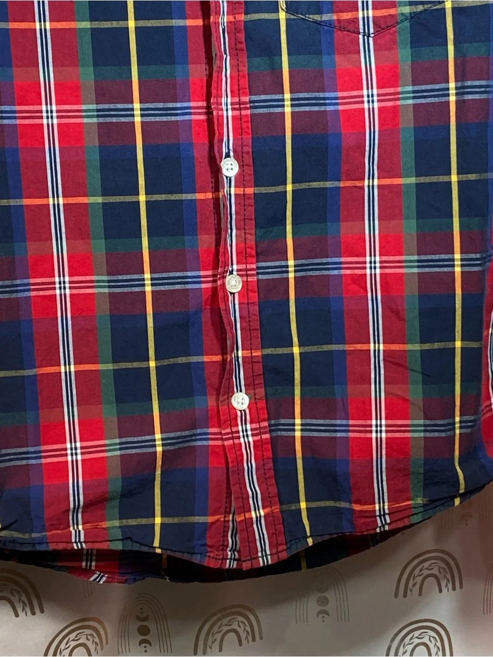 Tommy Hilfiger Red, Navy & Yellow Plaid Button-Down Shirt